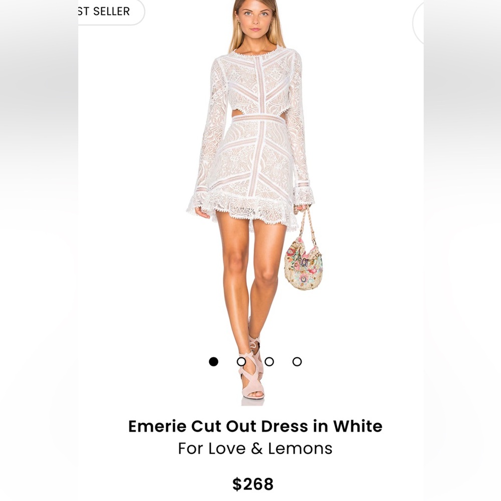 For Love and Lemons, white lace cut out mini dress